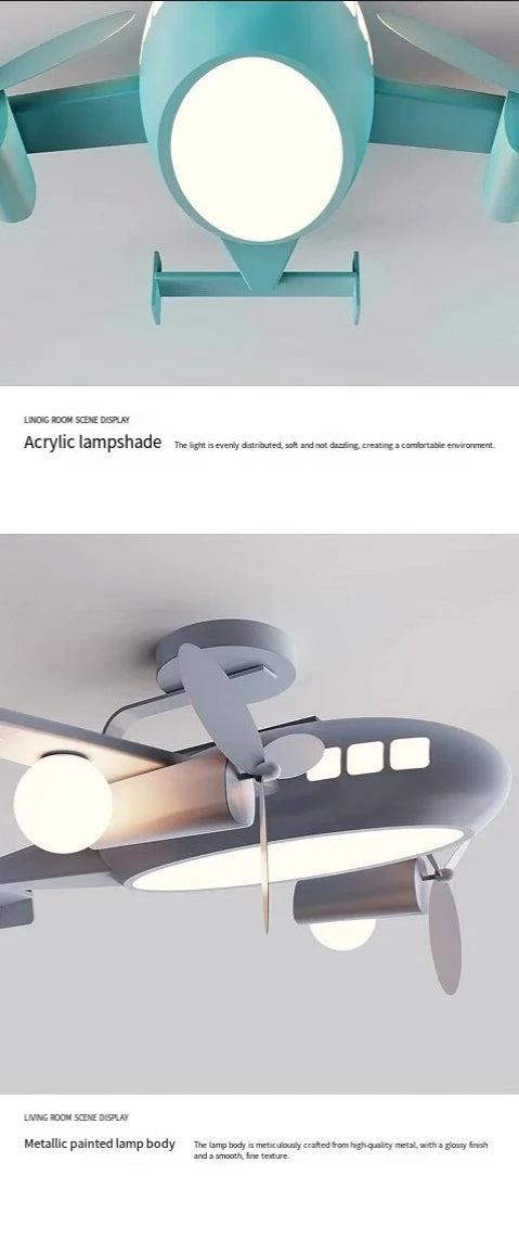 JIANKEXING Bedroom Lights Children's Room Lights Luxury Creative Cartoons Airplanes Chandeliers Modern Minimalist Boys Girls