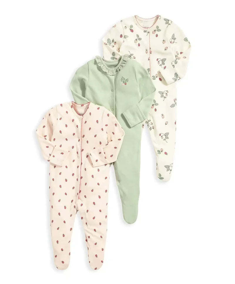 IYEAL 2025 Spring Newborn Clothing Infant Jumpsuits 100% Cotton Long Sleeve Baby Boys Girls Clothes Pajamas 3Pcs/Lot