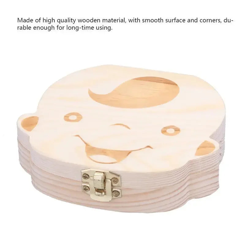 1/2pcs-Baby Tooth Box Spanish Wooden Kids Milk Teeth Organizer Storage Boys Girls Baby Souvenirs Gifts Keepsakes