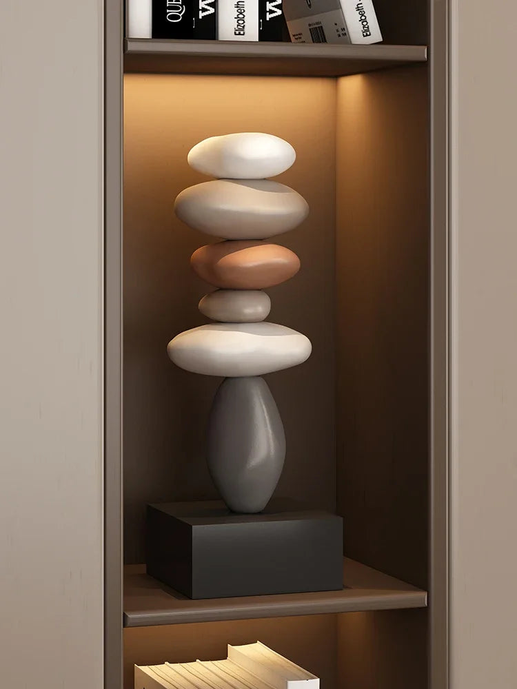 Modern Art Feng Shui Stone Resin Sculpture Wine Cabinet Decor Living Room Desktop Home Decoration Stone Statue Model Figurines