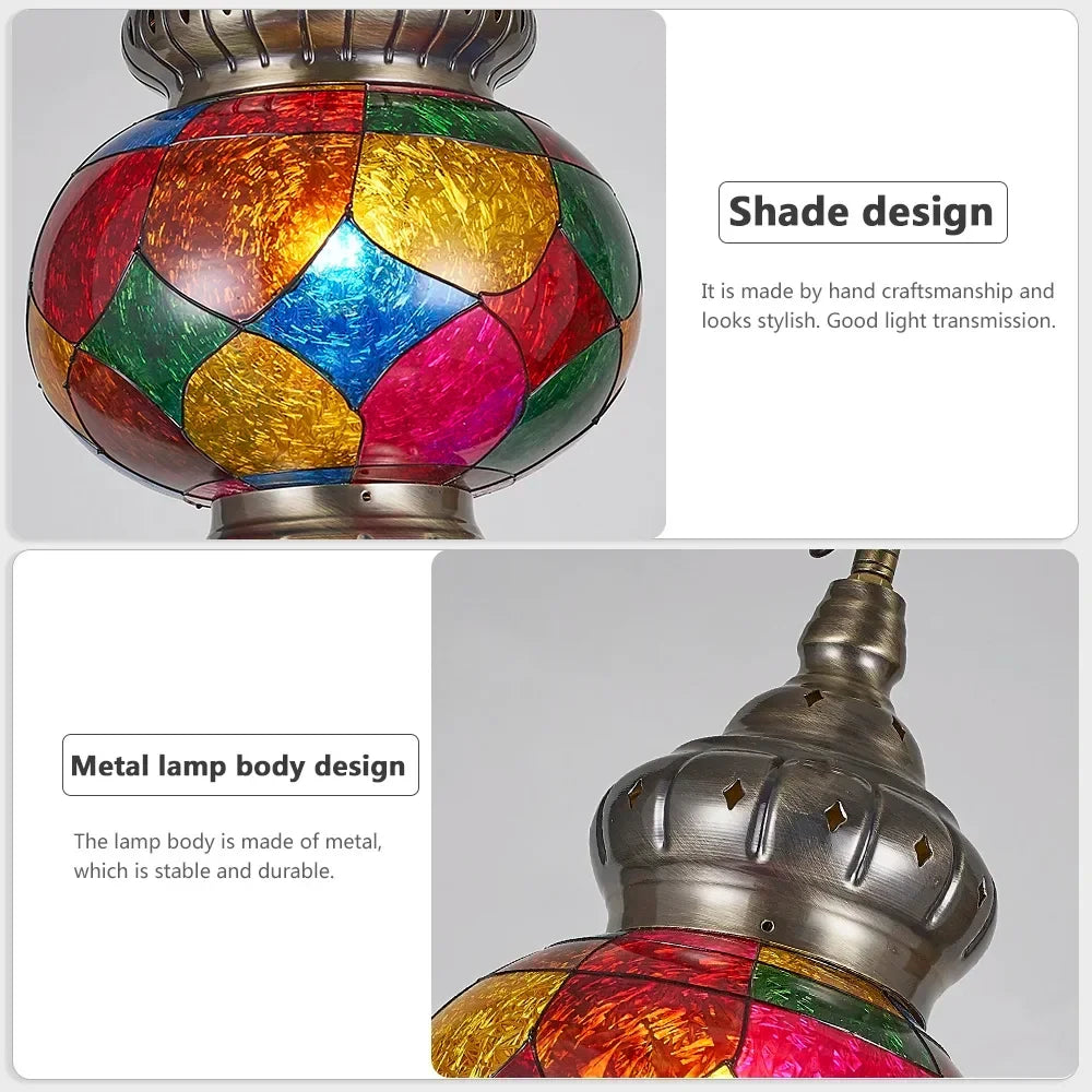 Artpad Turkish Mosaic Chandelier Ceiling Moroccan Living Room Bedroom Colorful Glass Chandelier Lamp Lighting