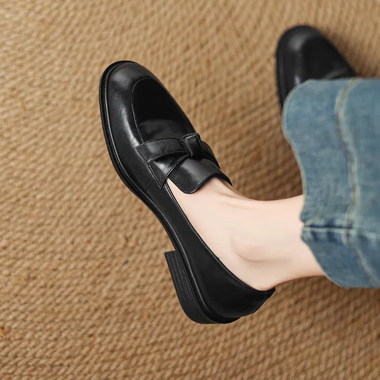 Dress Shoes Women Loafers Cow Leather Sheepskin Rubber Formal Business Suit Ladies 2025 Spring Autumn Handmade