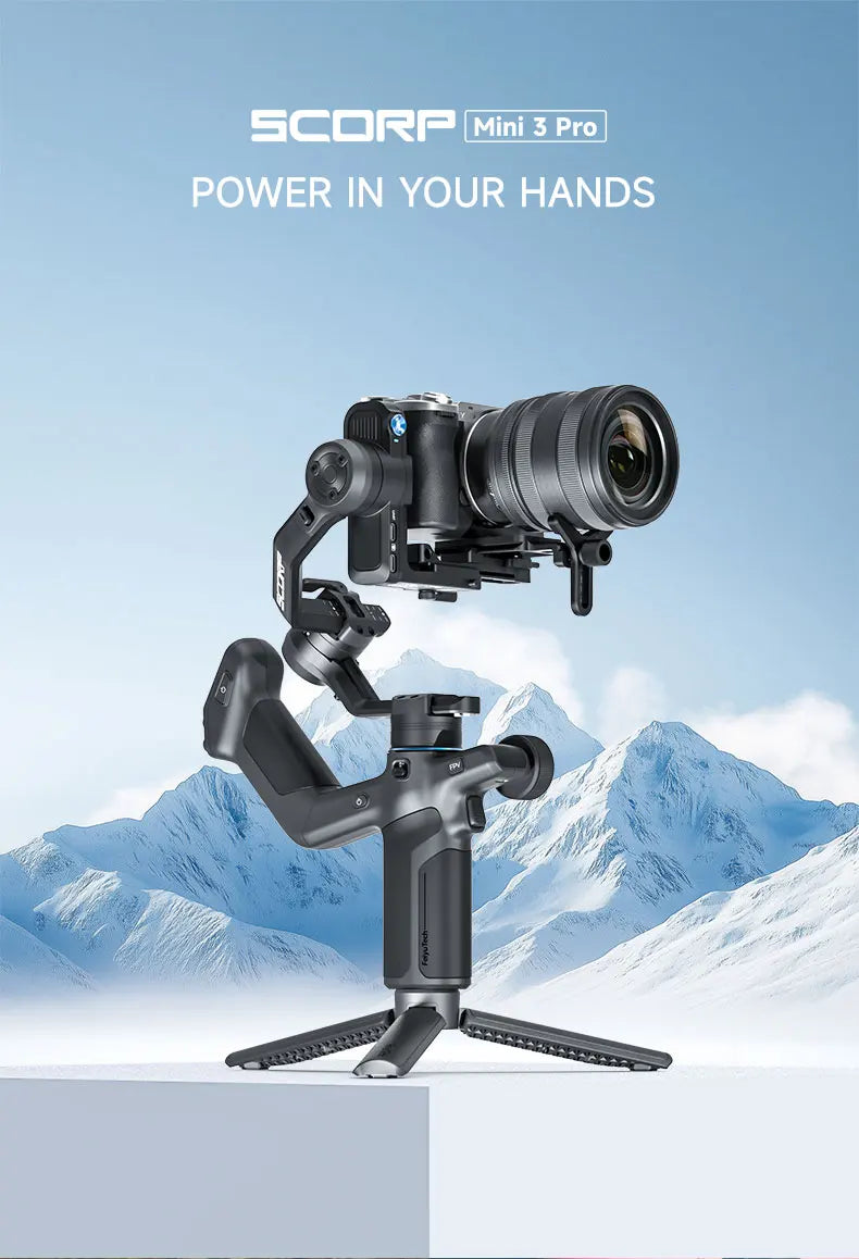 FeiyuTech SCORP Mini 3 Pro Gimbal with Detachable Remote Handle & AI 4.0 Tracking for Mirrorless, Action Camera & Smartphones