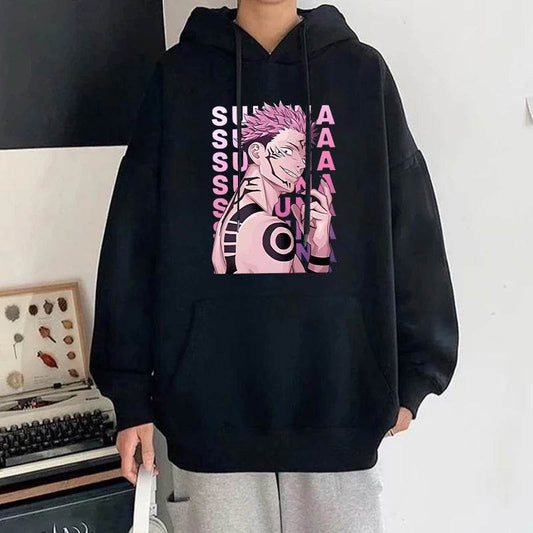 Fashion Unisex Hoodies Anime Ryomen Sukuna Printed Hooded Seatshirts Streetwear Casual Pullover Tops - AIAZ