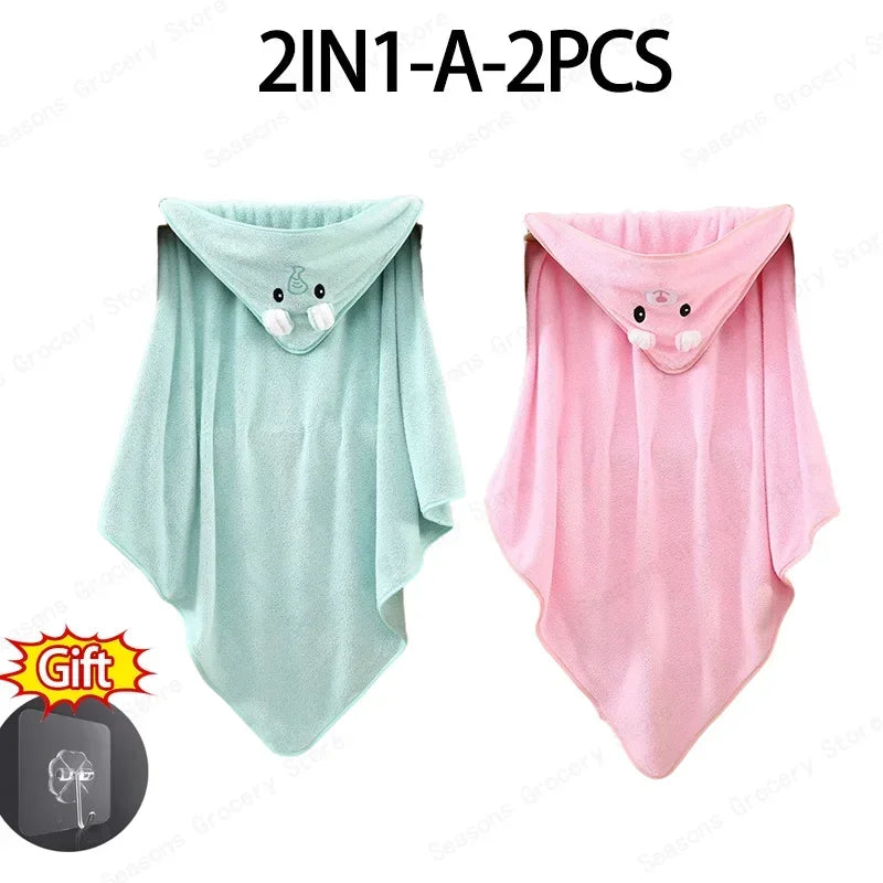 Hooded Coral Velvet Baby Bath Towel Cartoon Baby Elephant Wrap Blanket Super Absorbent Warm Bathrobe Newborn Baby Bath Towel