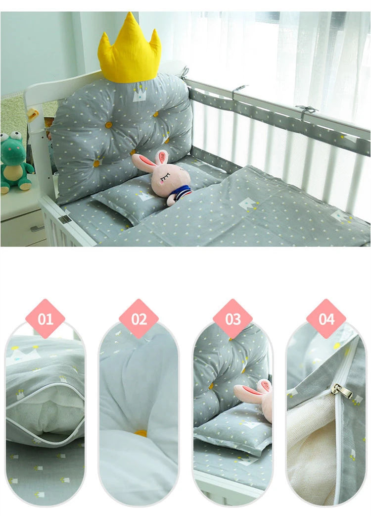 Summer Universal Breathable Crib Bumper Fashion Printed Pattern Kids Bedding Set High Quality Soft Skin-Friendly Newborn Sheets