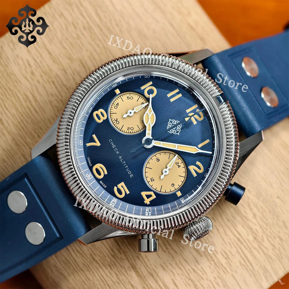 2025 New IXDAO 39mm Pilot Men Quartz Watches Peregrine Falcon Series VK64 Sapphire Stainless Steel Sports Chronograph 10Bar C3