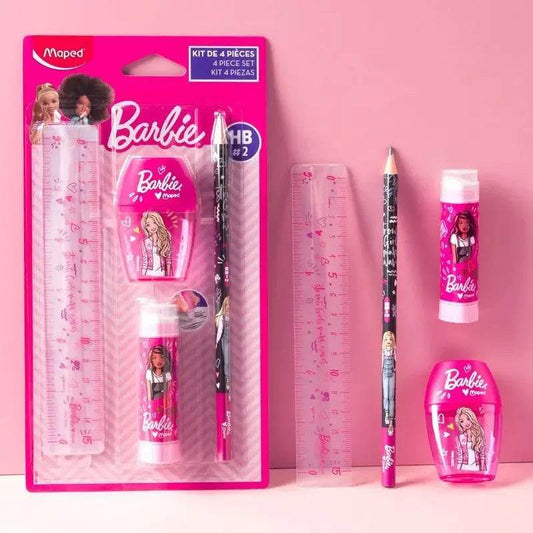 Cartoon Barbi Writing School Supplies Anime Princess Barbe Writing Pen Eraser Ruler Pencil Sharpener Girls Stationery Set Gift - AIAZ