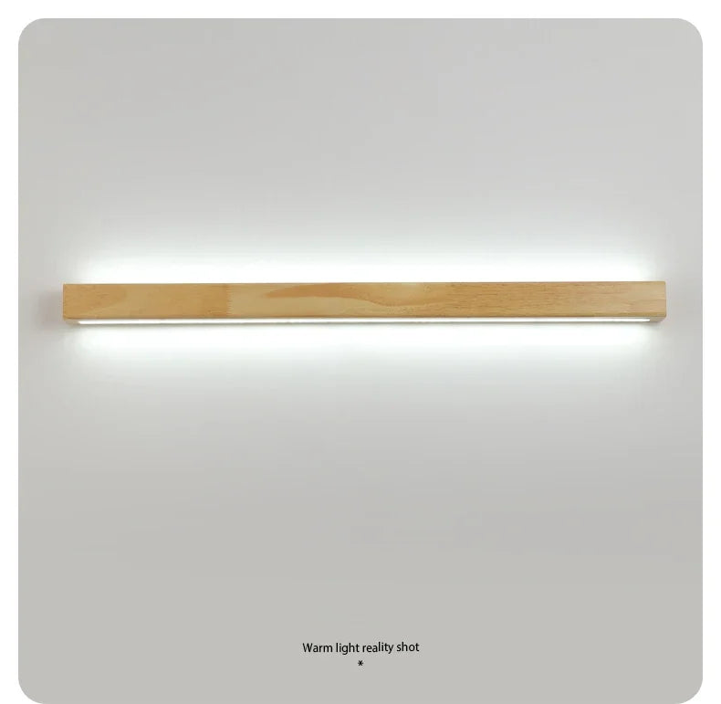 Simple Solid Wood Wall Lamp LED Long Strip Lamp Living Room Background Wall Corridor Balcony Bedroom Bedside Lighting Decoration