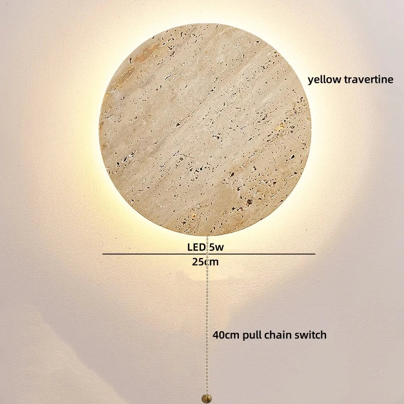 IWHD White Glass Interior LED Wall Lamps Reading With Switch Yellow Travertine Stone Bathroom Mirror Stair Light Wandleuchte
