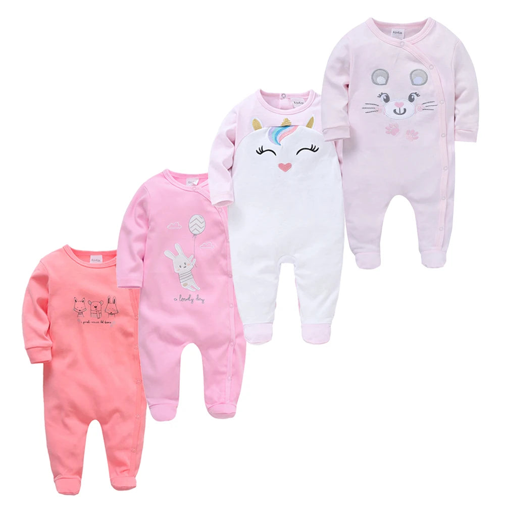 3/4 Pcs a lot Kavkas Baby Boy Rompers Newborn Cotton Girls Clothes Long Sleeve Summer Soft Jumpsuit O-neck 0-12m Onesie Clothing
