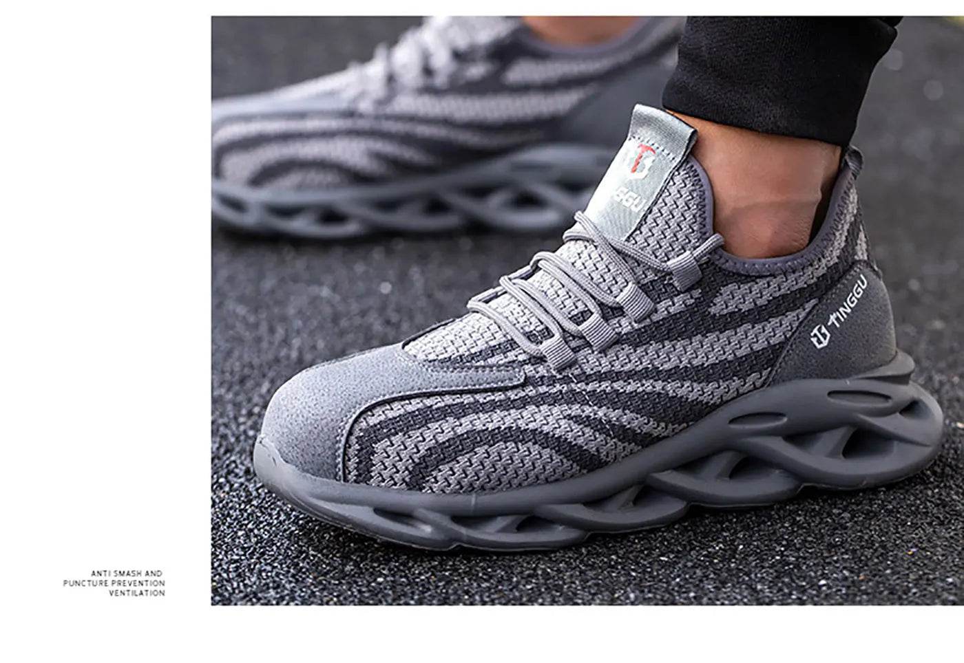 Men's safety shoes are anti impact, anti puncture, soft, comfortable, breathable, anti slip, and wear-resistant work shoes - AIAZ
