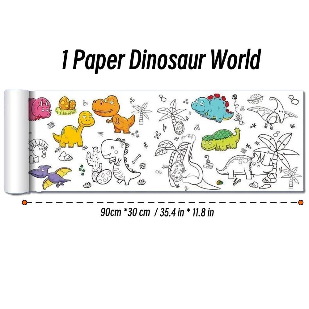 90cm Animal Children's Drawing Roll DIY Coloring Paper Roll Color Filling Graffiti Paper-cut for Kids Painting Educational Toys - AIAZ