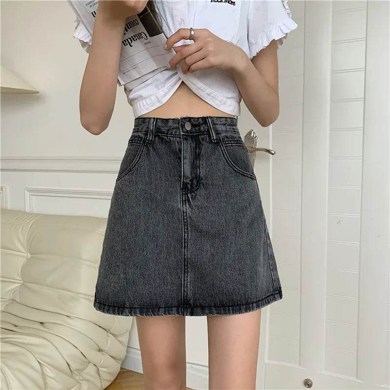 High Waist Denim Skirt Versatile Skirt Women's Clothing A-Line ort Skirt Slimming Wraparound Summer 202 plus Size - AIAZ