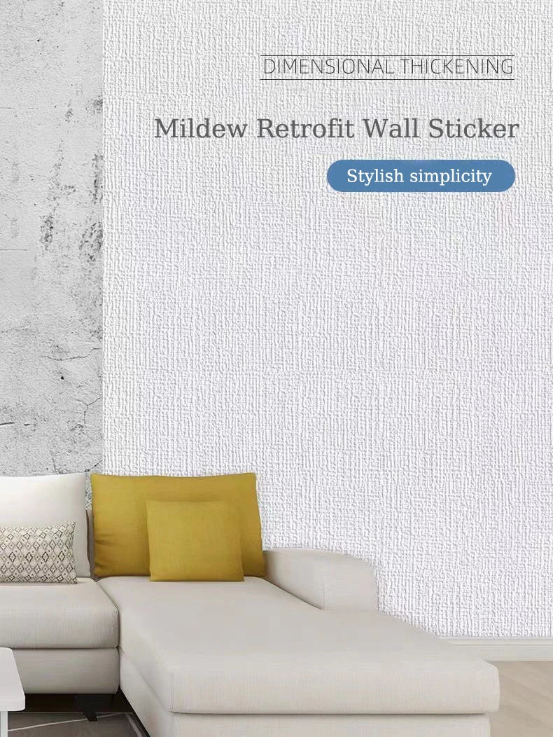 10m 3D Thicken self-adhesive thermal insulation wallpaper linen plain color decor wall stickers renovation anti-collision