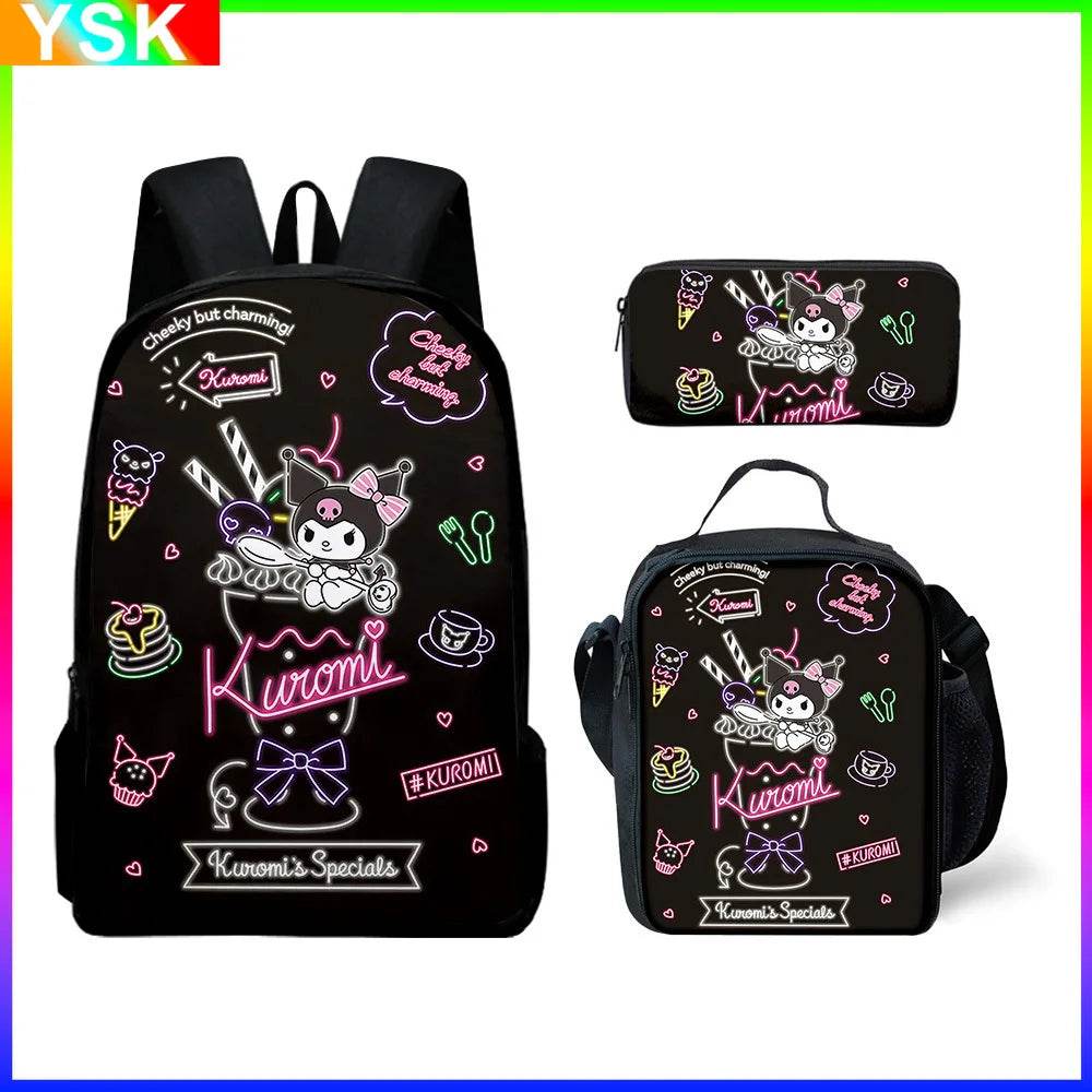 Sanrio Kuromi Backpack Sanrio Backpack Pencil Bag Student School Bag Primary and Middle kawaii Cartoon School Bag Mochila - AIAZ