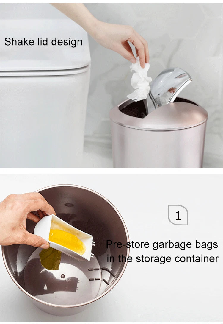 Golden Paper Holder Wall-mounted Toilet Brush Plastic Creative Toilet Paper Box Nordic Trash Can Waste Bins Bathroom Accessories