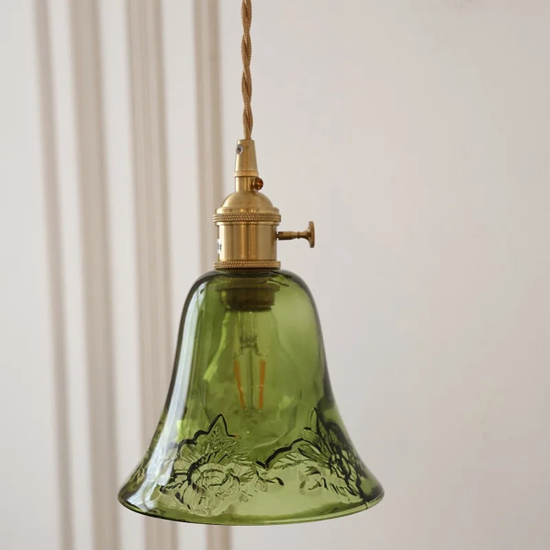 IWHD Nordic Modern LED Pendant Lights Coffee Living Room Balcony Green Glass Copper Knob Switch Hanging Light Fixture Luminaira