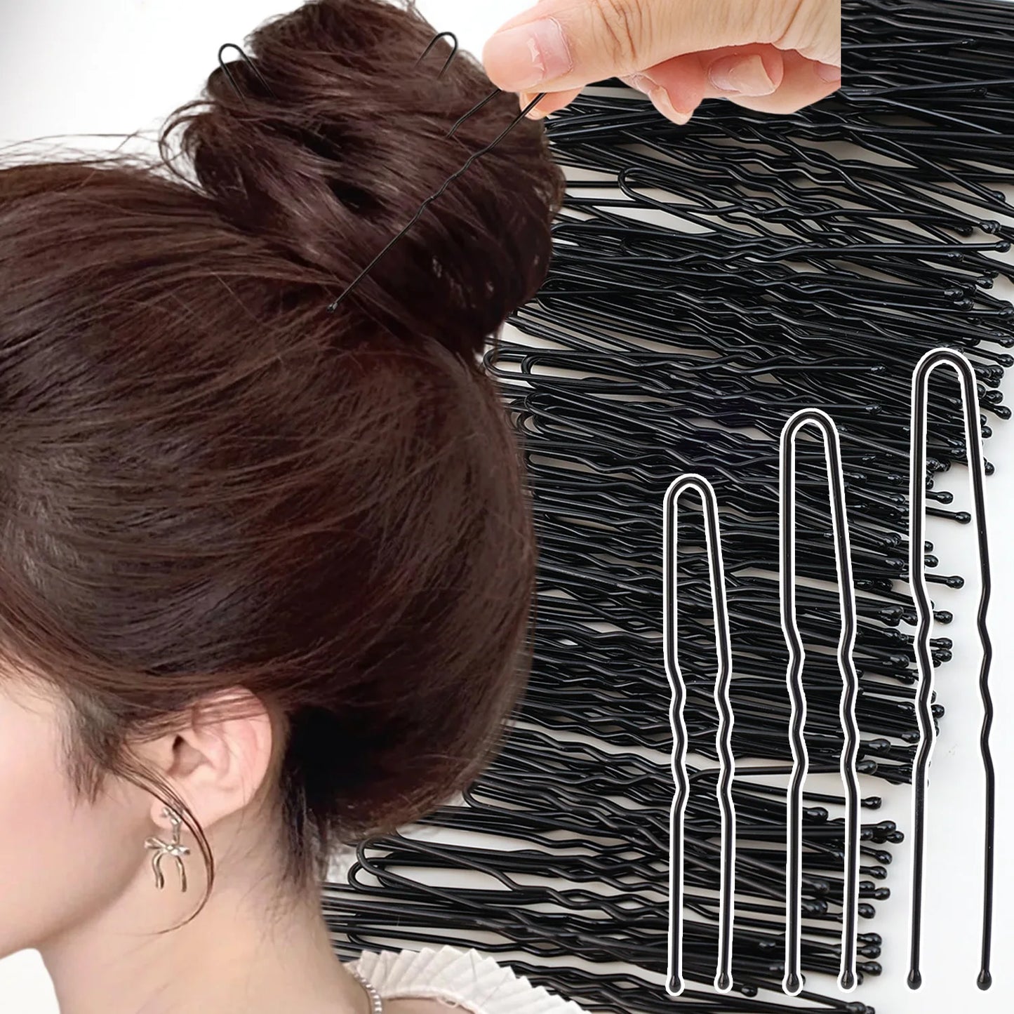 5/6/7cm Black Hair Clips U-Shaped Bobby Pin Invisible Wavy Hairpin Hairstyle Styling Metal Hair Grip Barrette Hair Accessories