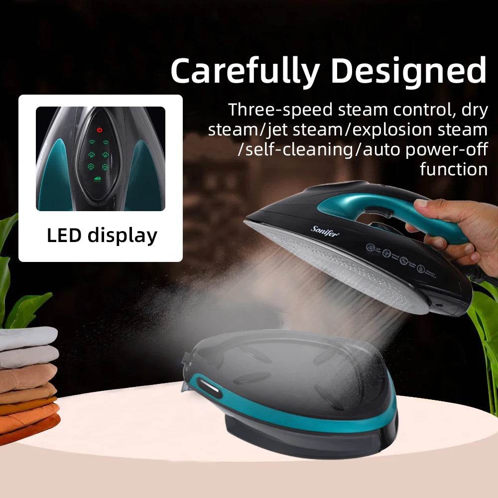 Sonifer Split Steam Iron with LCD Display 2400W Fast heating1.5L Large Individual Water Tank 3 Steam Adjustment - AIAZ