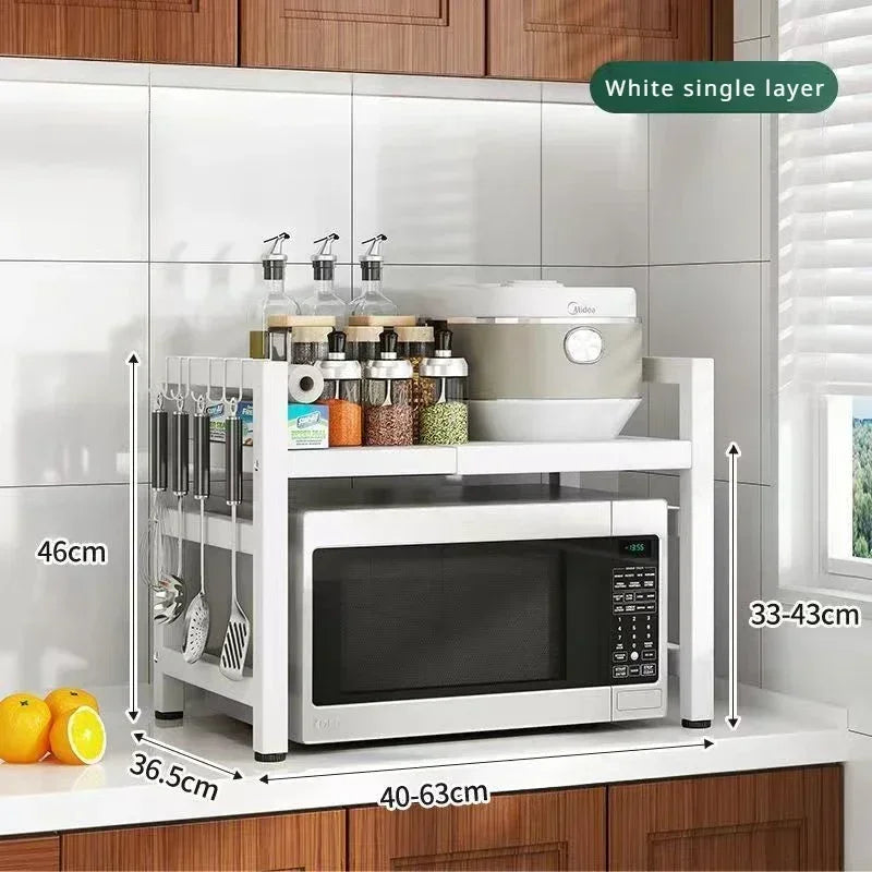 Household Multi-layer Width and Height Adjustable Storage Rack Kitchen Rust Proof Thickened Stable High Load-bearing Reset Rack