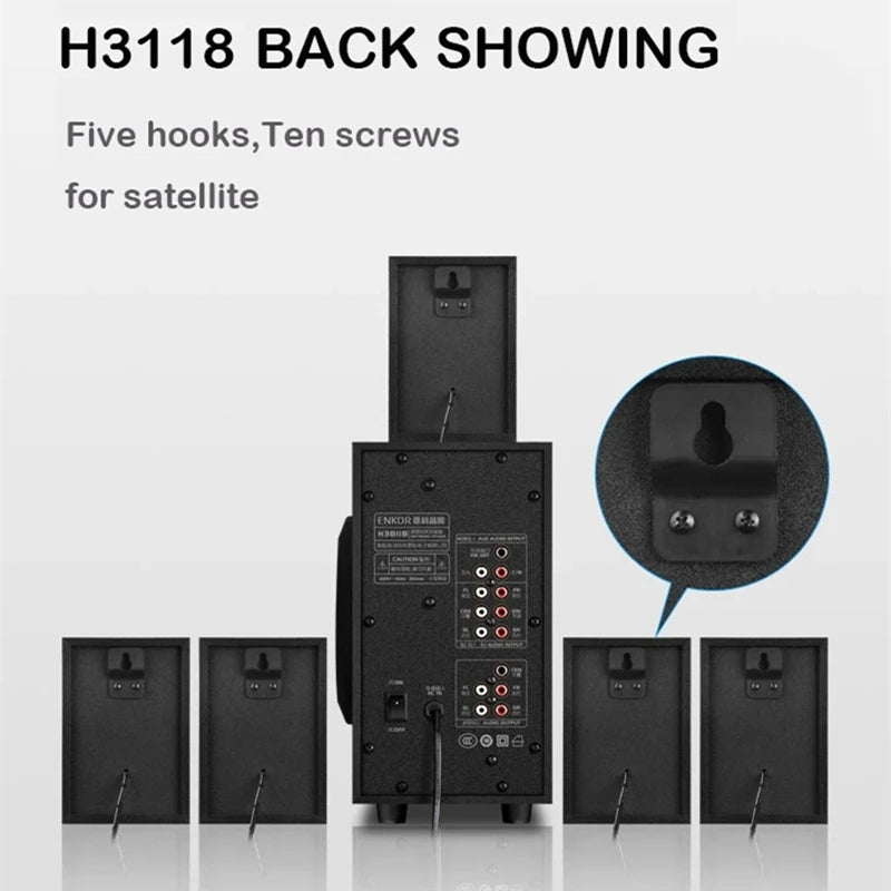 5.1 Floor-Standing Multimedia Sound Box Home Theater System 3D Surround Subwoofer 60W TV Bluetooth Speaker With Remote Control