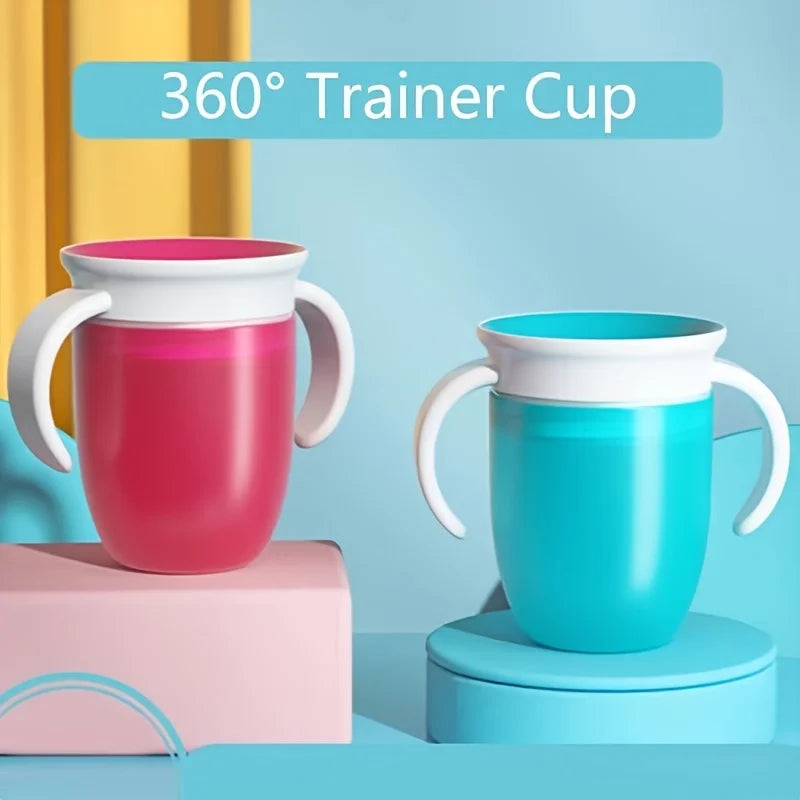 6oz/180ml -360 Trainer Cup, Baby Water Cup, Kids Learning Drinking Cup, Silicone Water Bottle with Handle