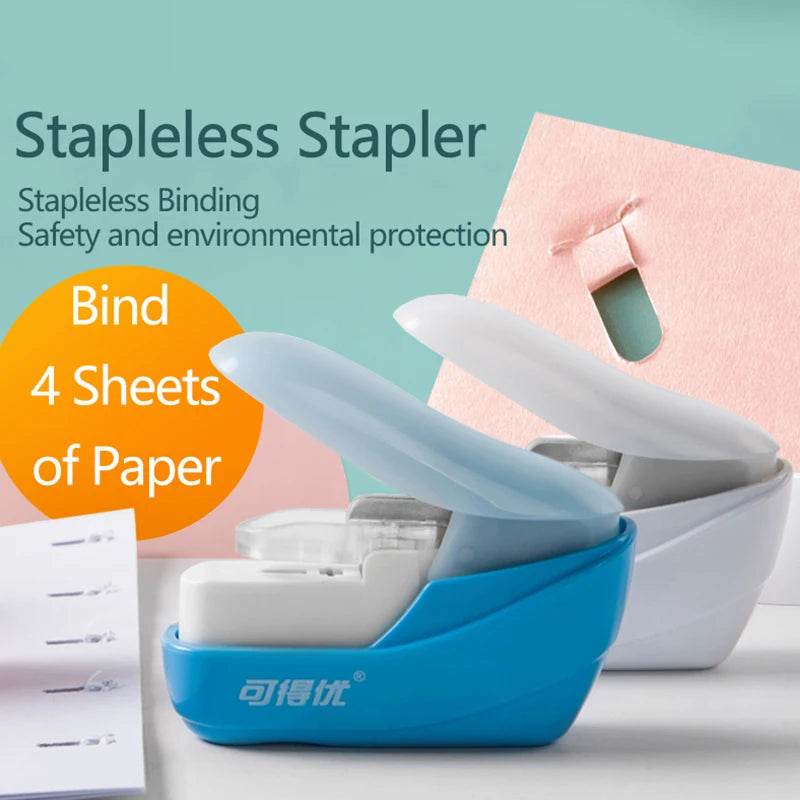 Book Paper Stapling Mini Portable Stapleless Stapler School Office Supplies - AIAZ