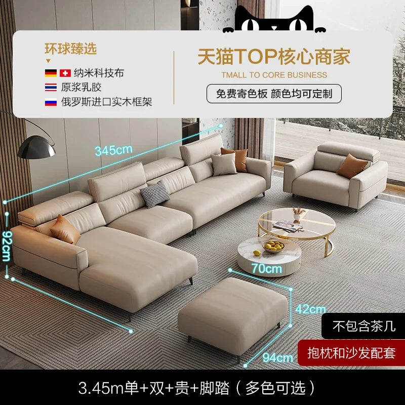 Dipu cream wind technology cloth sofa living room simple modern Italian minimalist Guifei corner cloth sofa combination