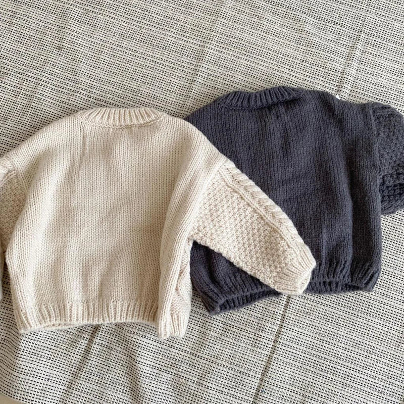 1 2 3 4 5 6 7 8 Years Girls Knitted Sweater Cardigan New Fashion Baby Coarse Wool Hemp Retro Cardigan Boys Coat Kids Clothes