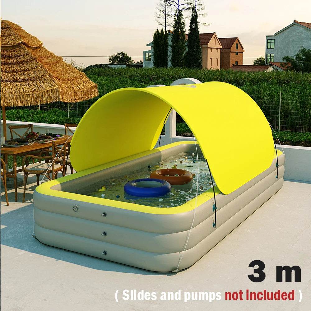 Swimming Pool Inflatable Pools Children's Family Outdoor Party Sun Shade Folding Swimming Pool Slides for Kids Babies - AIAZ