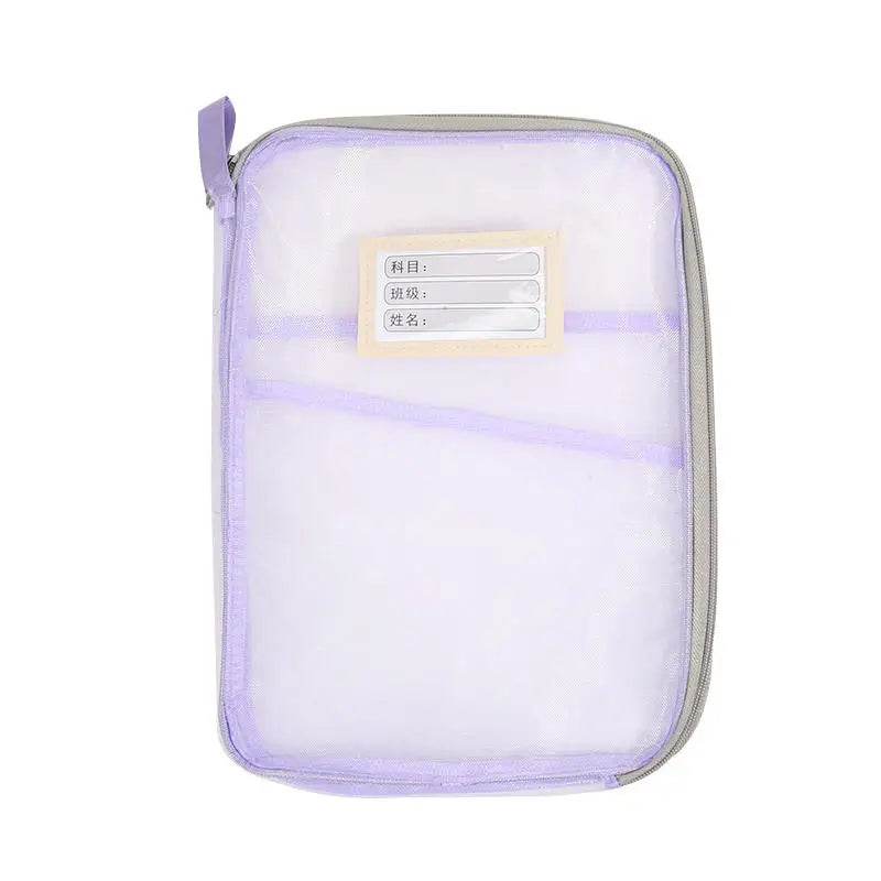 School Office Supplies Stationary Bag Stationery Storage Bag Double-layer Mesh Zipper Bag Large Capacity Organizer Folders - AIAZ