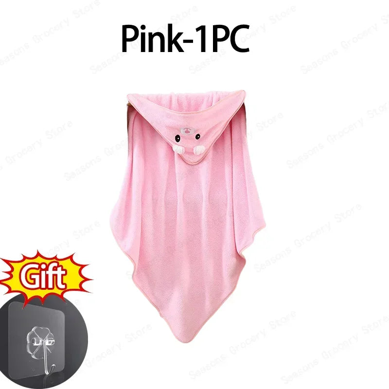 Hooded Coral Velvet Baby Bath Towel Cartoon Baby Elephant Wrap Blanket Super Absorbent Warm Bathrobe Newborn Baby Bath Towel