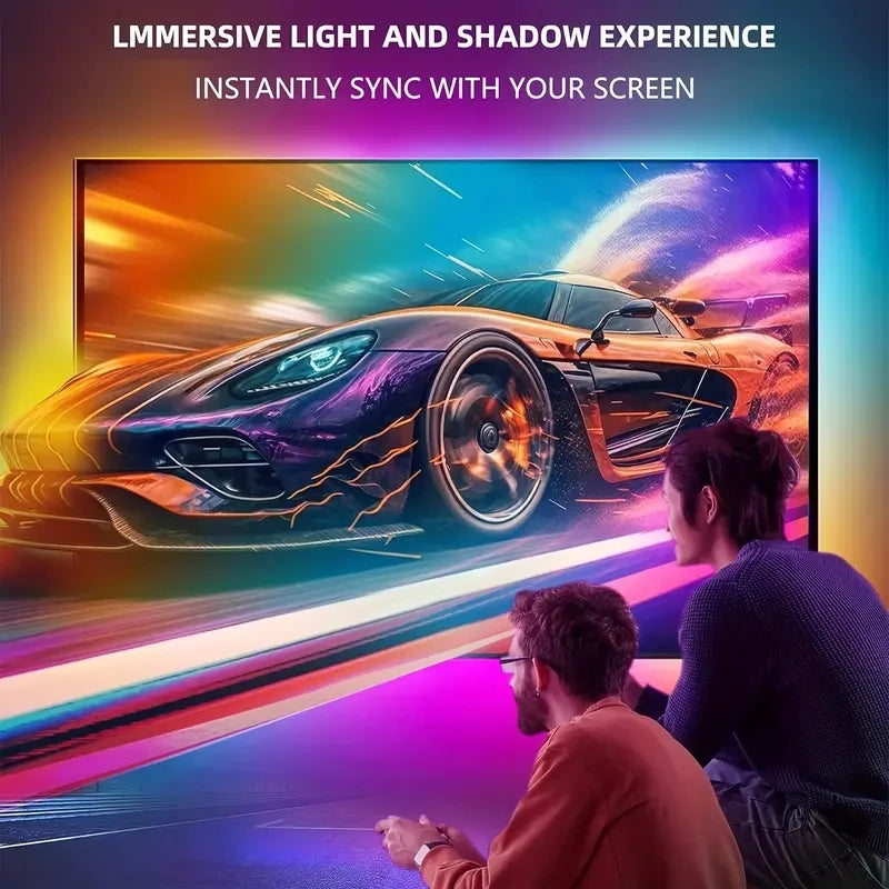 TV Backlight Music Sync Smart Strip Lights Color Pickup RGBIC LED Light 50-75 inch Screen App Remote for Game Home Ambient Light