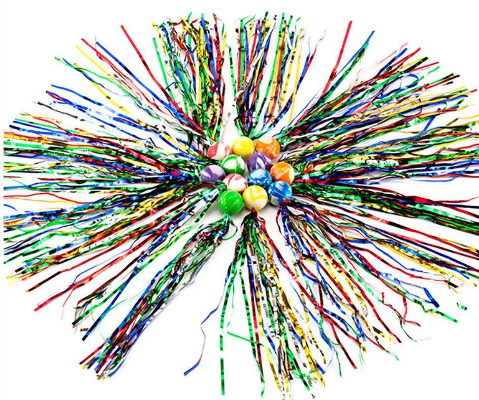 10Pcs 25mm Bouncy Balls with Colorful Streamers Outdoor Toys for Kids Birthday Party Favors Christmas Thanksgiving Pinata Gifts - AIAZ