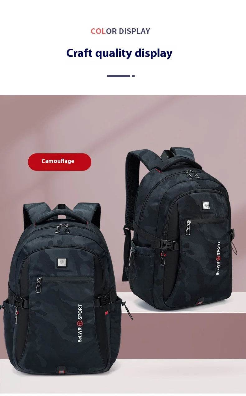 Backpack Primary School Middle School Students High School Bags Large Capacity Ultra-light Load Reduction Outdoor Travel Busines - AIAZ