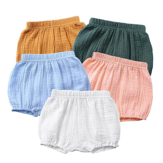 2Pieces Summer Breathable Baby Kids Boy Girl Shorts Solid Color Cute Cotton Linen Bread short Pants Fashion For Newborn Bloomers - AIAZ