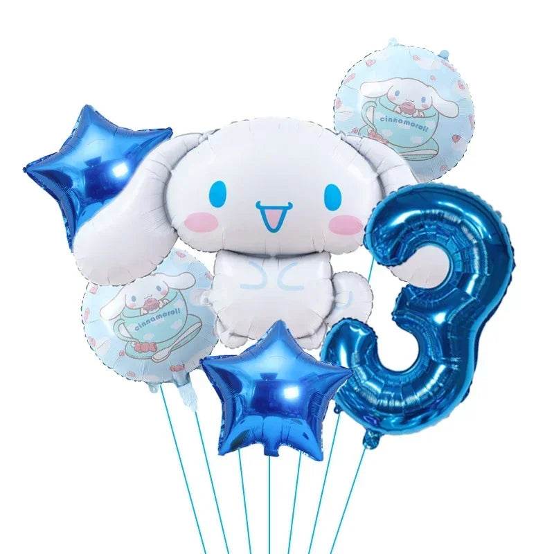 6pcs Cartoon Sanrio Cute Kuromi My Melody Cinnamoroll Foil Balloon 32 inch Number Set Children's Birthday Party Decorative Toys - AIAZ