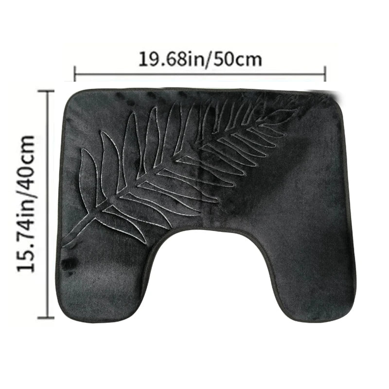 3 Piece Bathroom Mat Memory Foam Ultra Soft and Absorbent Leaf Bath Rugs Thick Washable For Bathroom Toilet Tub Mat Set