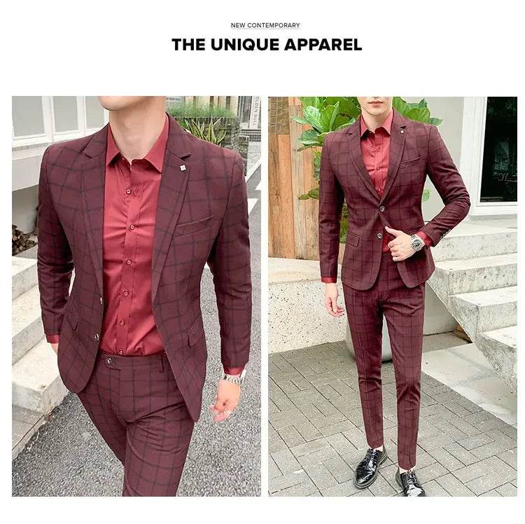 2025 Suit (Blazer+ Pants) Men's Fashion Hosts British Style Work Business Wedding Casual Art Style Elegant Gentleman Suit M-5XL - AIAZ