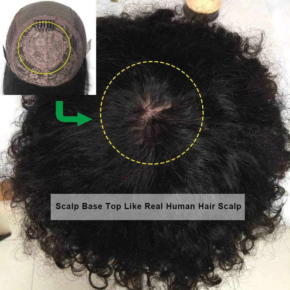Short Pixie Cut Human Hair Wig With Bangs Brazilian Remy Afro Kinky Curly Bob Wig 180 Density Glueless For Black Women LuffY - AIAZ