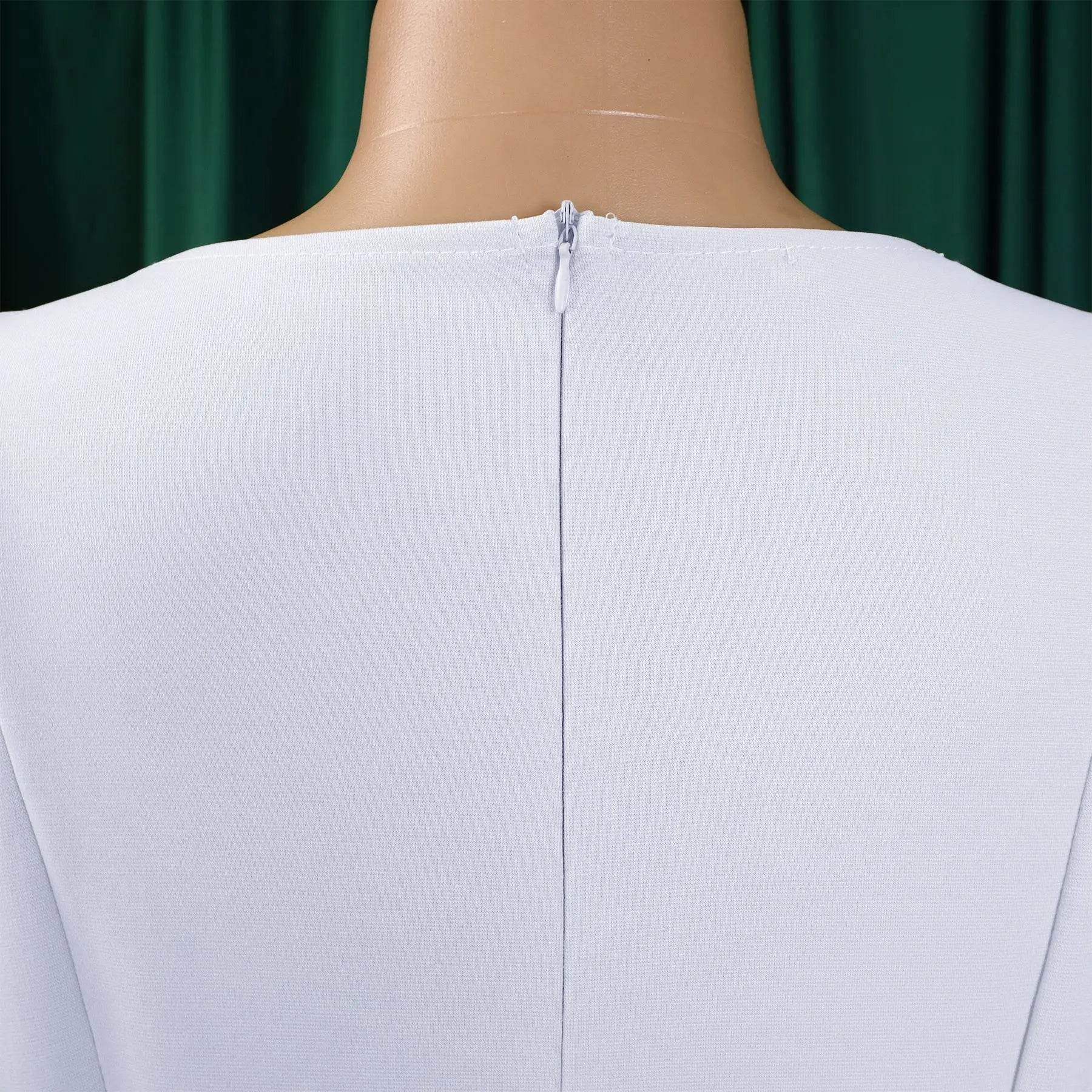 Elegant Office Dress for Women Professional O Neck Short Sleeve Belt Waisted A Line Mid Calf Formal Business Work Dress Midi New - AIAZ