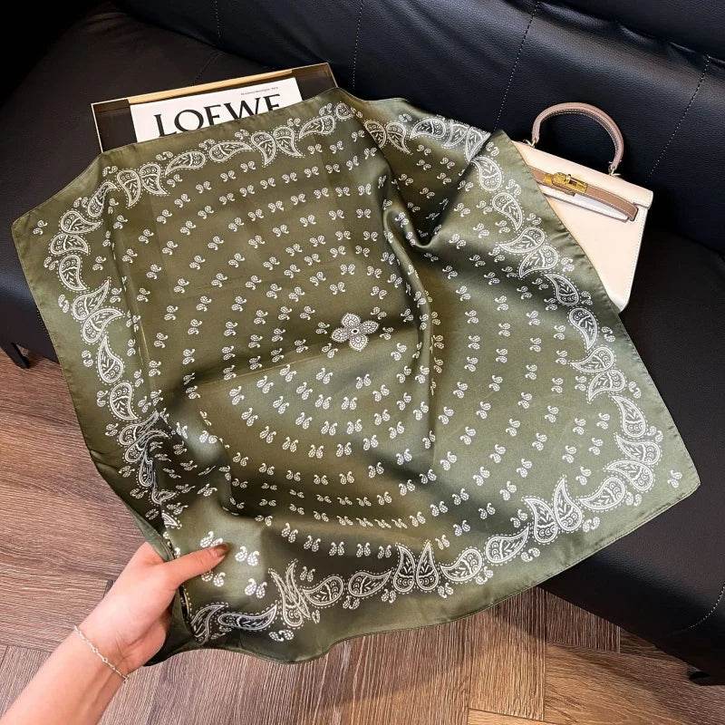 2024 New Leopard Print Square Scarf Women's Imitation Silk Scarf Casual Versatile Decoration Small Neck Scarf 70CMx70CM - AIAZ