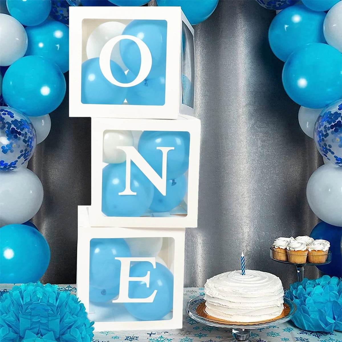 Letter Balloon Box First 1st Birthday Party Decor Kids Girl Boy Baby Shower One 1 Year Old birthday Decor Wedding Party Supplies - AIAZ