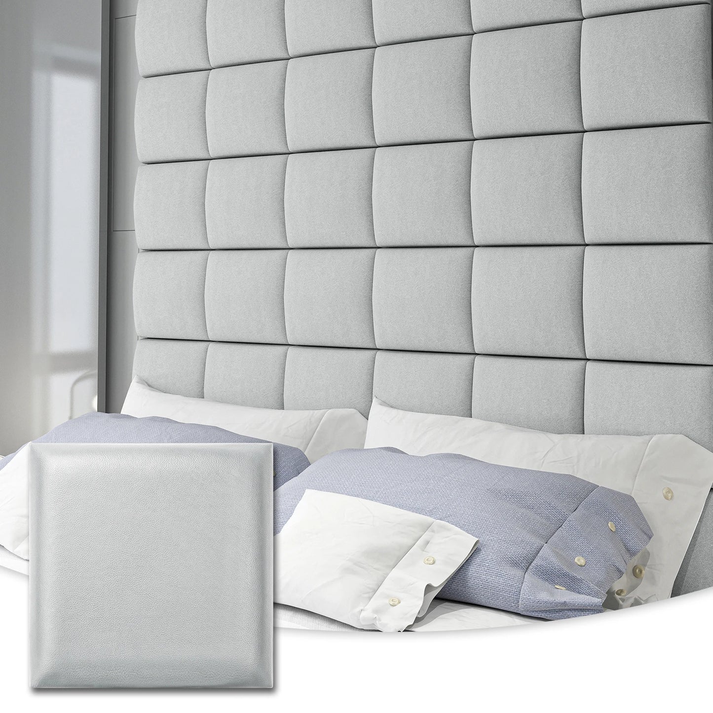 Art3d Adjustable Headboard for King, Twin, Full and Queen, Wall Mounted Upholstered Wall Panels (6 PCS, 9.84" x 9.84")