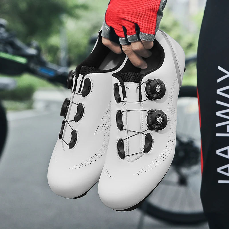 Breathable road cycling shoes for indoor and outdoor cycling, adjustable buckle closure, durable TPU sole, cycling accessories