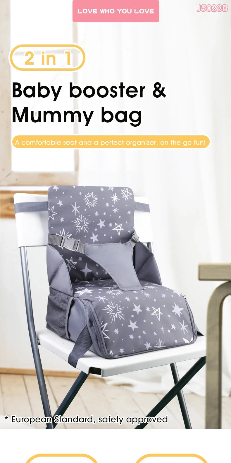 INSULAR 2 In 1 Portable Safe Pads Booster Seat Mommy Bags Comfortable Height Chair Cushion Perfect Organizer Multi-functional