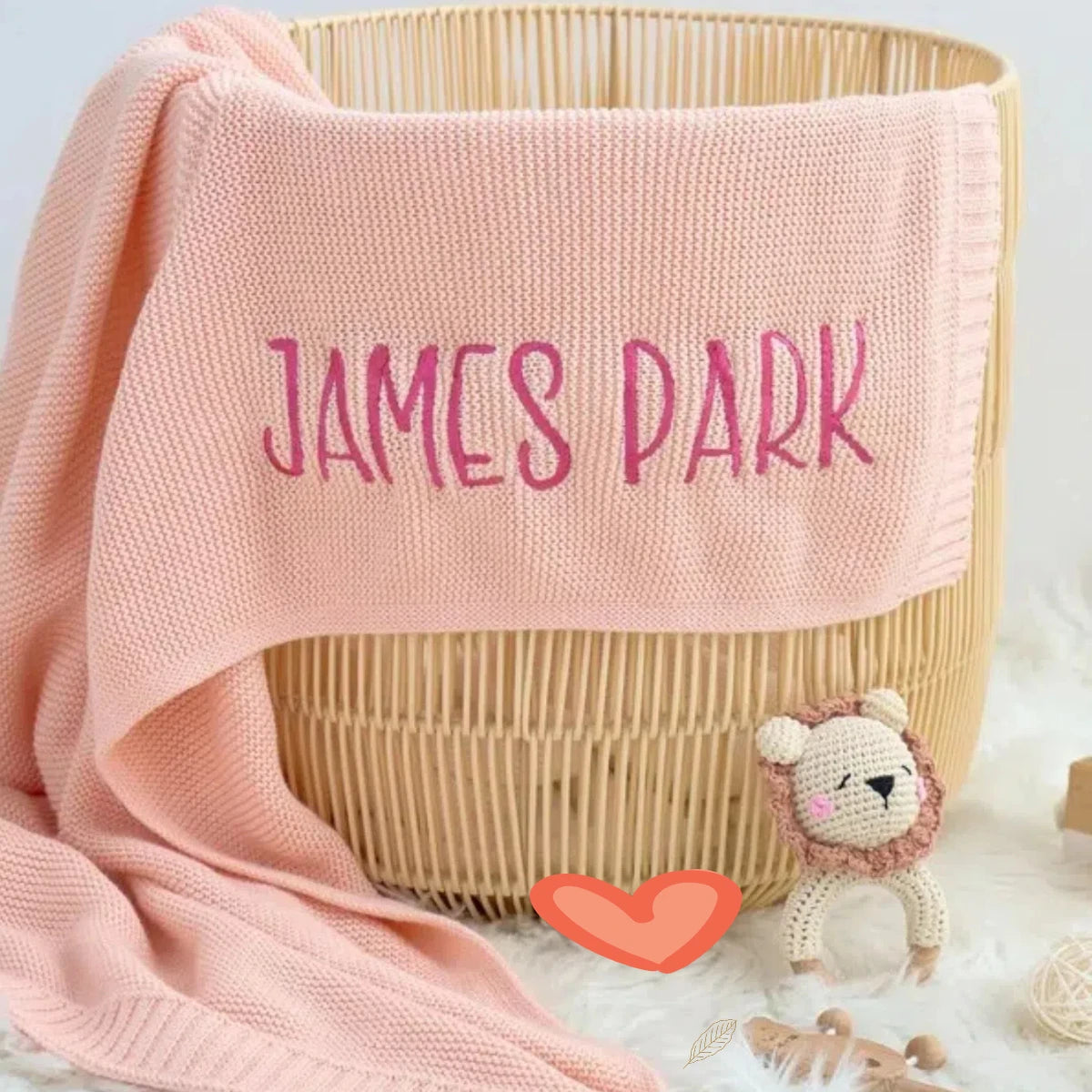 Personalized Custom name letter Embroidered Newborn Nursery Baby Cotoon Knit Blanket Chunky Handmade Gifts for Boy Girl Birthday