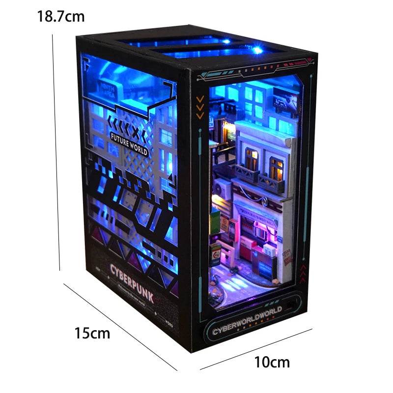 DIY Book Nook Kit Miniature Doll House With LED Light 3D Puzzle Model Building Wooden Bookshelf Bookend Toy Adults Birthday Gift - AIAZ