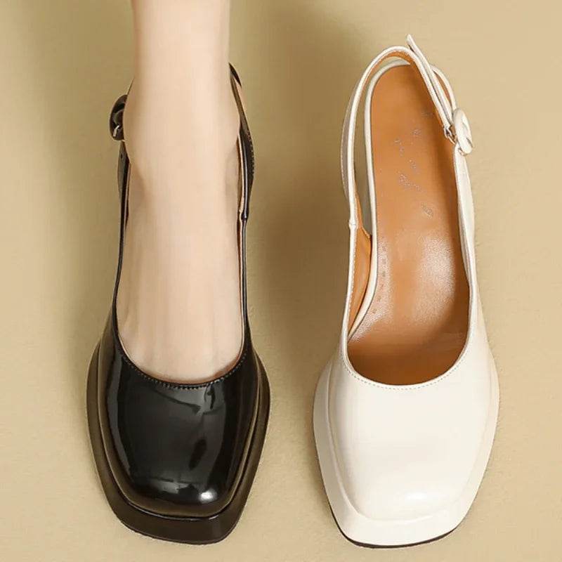 Slingbacks Summer Women Sandals Fashion Black White Pumps Shoes For Girls Elegant High Heels Wedding Shoes Ladies Large Size - AIAZ